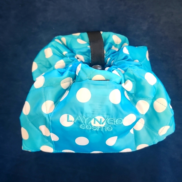 Light Blue and White Polka Dot Lay/N/Go Cosmetics Bag - Picture 6 of 10